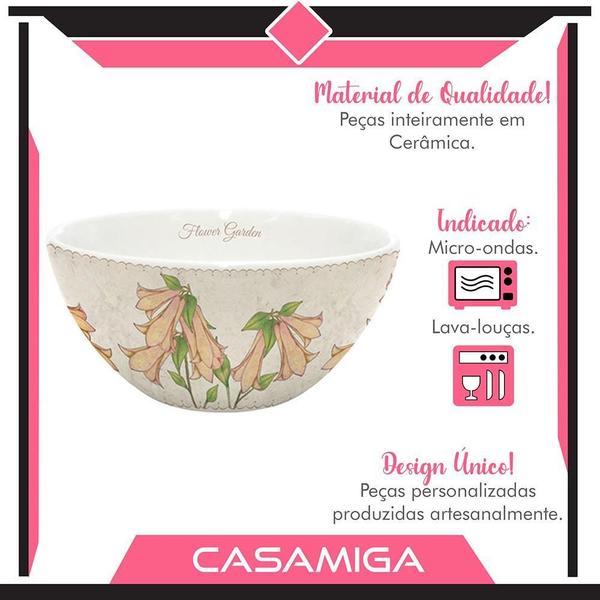 Imagem de Conjunto 4 Bowl Tigela Cerâmica 550Ml Lovely Garden