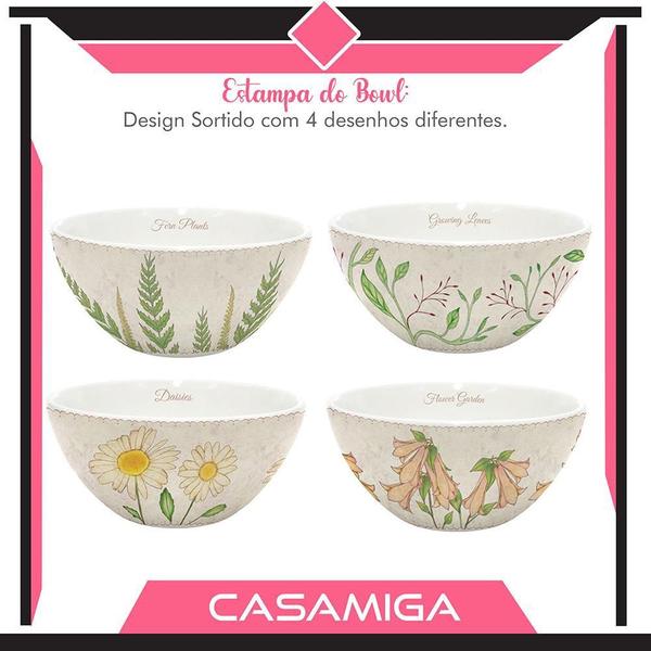 Imagem de Conjunto 4 Bowl Tigela Cerâmica 550Ml Lovely Garden