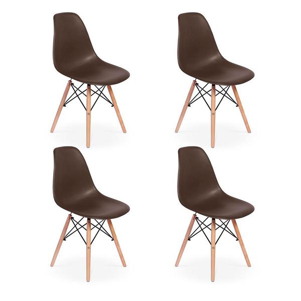 Imagem de Conjunto 4 Cadeiras Charles Eames Eiffel Wood Base Madeira - Marrom