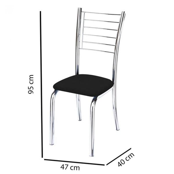 Imagem de Conjunto 4  Cadeiras cromadas para cozinha super resistente Kiara-Super Resistente-Assento Preto