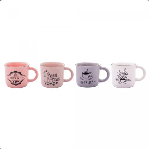 Imagem de Conjunto 4 Canecas de Café de Coffee Lovers 60ml - Wolff