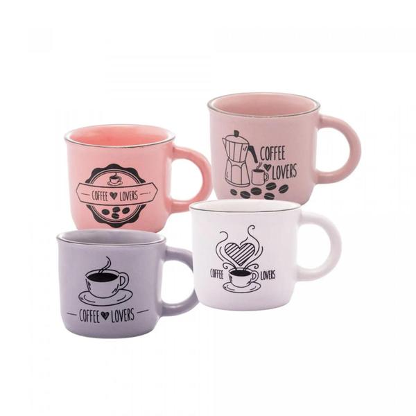 Imagem de Conjunto 4 Canecas de Café de Coffee Lovers 60ml - Wolff