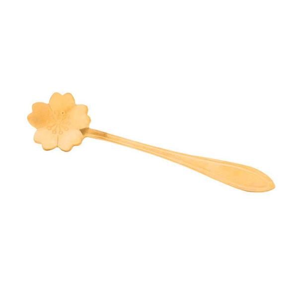 Imagem de Conjunto 4 Colheres para Chá Aço Inox Flores Dourado 13cm - Bon Gourmet