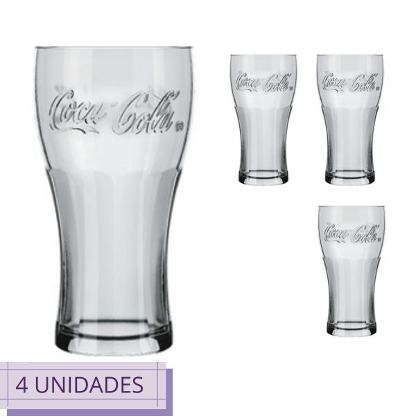 Conjunto 4 Copos Coca Cola Nadir 470ml Vidro Suco Agua - NADIR FIGUEREIDO Imagem de Conjunto 4 Copos Coca Cola Nadir 470ml Vidro Suco Agua
