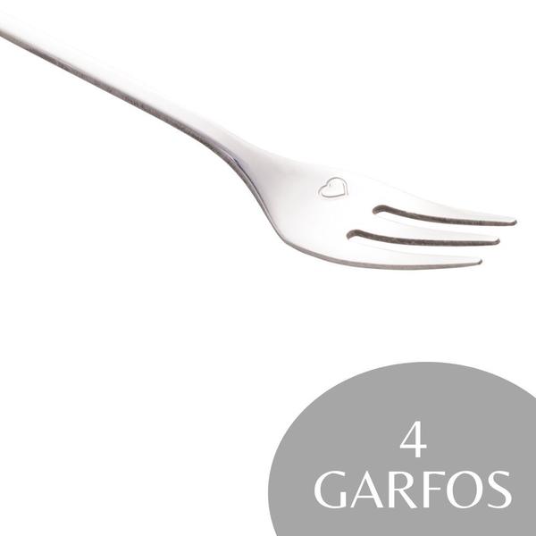 Imagem de Conjunto 4 Garfos de Bolo Petiscos de Aço Inox Key Prata Wolff