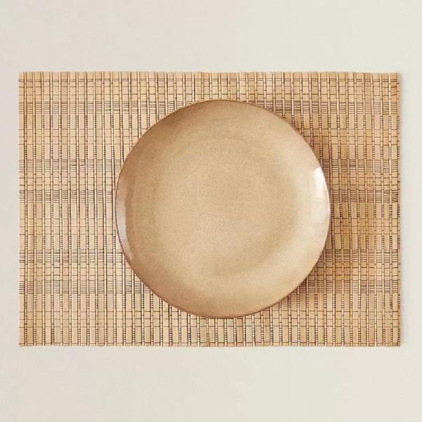 Imagem de Conjunto 4 Jogo Americano de Bambu Bege 45x30cm Mesa de Cozinha Sala de Jantar Moderno Sofisticado Clink