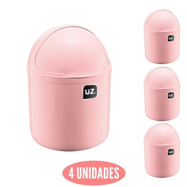 Imagem de Conjunto 4 Lixeiras com Tampa p Escritorio Gourmet Rosa 4L