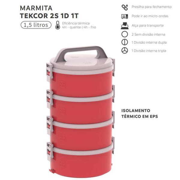 Imagem de Conjunto 4 Marmita Térmica Marmitex Termoprato 1,5l Almoço Lanche Tekcor 2S 1D 1T - Soprano