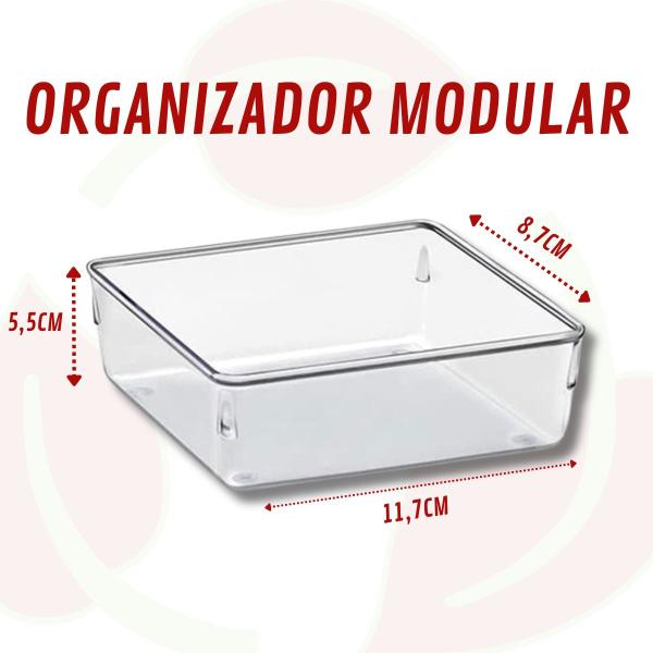 Imagem de Conjunto 4 Organizadores Modular Quadrado Escritório Gaveta