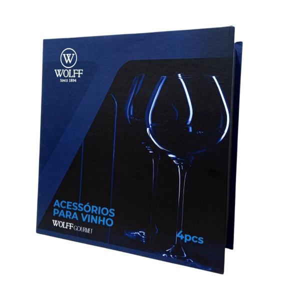 Imagem de Conjunto 4 Peças de Aço Inox para Vinho com Caixa - Wolff