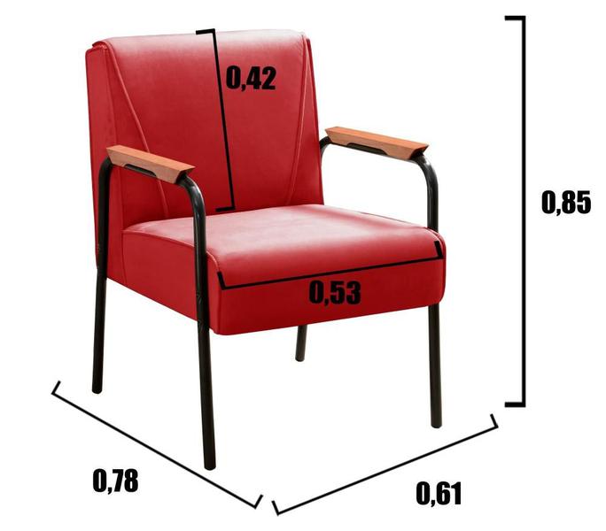 Imagem de Conjunto 4 Poltronas Jade Moderna Braço Metal Cadeira Decorativa Sala Recepção