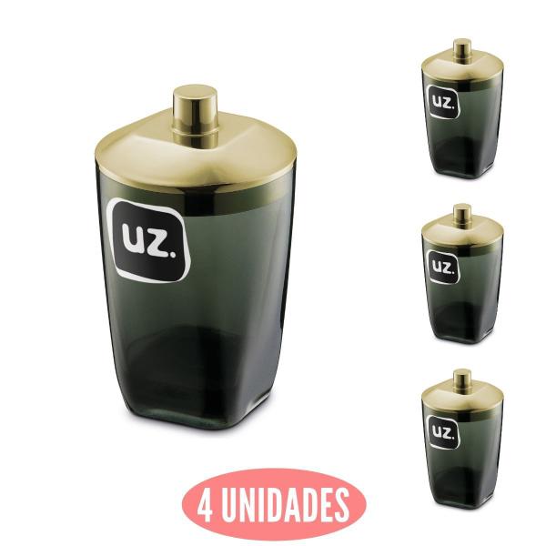 Imagem de Conjunto 4 Porta Algodão Slim c Tampa Preto com Dourado  UZ