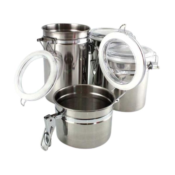 Imagem de Conjunto 4 potes inox hermetico tamanhos diferentes wellmix