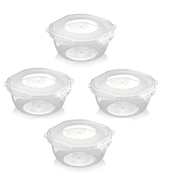 Conjunto 4 Potes Microondas Freezer Pequeno Com Trava 450ml - NITRON Imagem de Conjunto 4 Potes Microondas Freezer Pequeno Com Trava 450ml
