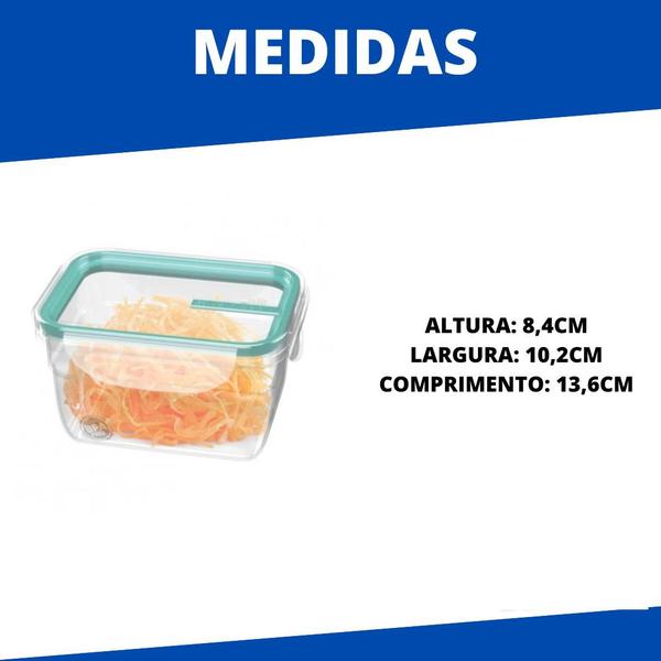 Imagem de Conjunto 4 Potes Plástico Com Travas Empilháveis Marmita 537ml Sanremo Verde - Envio imediato