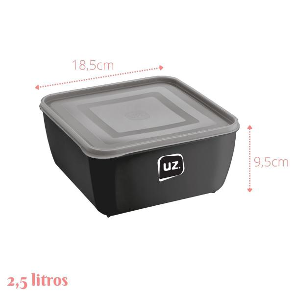 Conjunto 4 Potes Plasticos Preto 500 ml 1,5 L,2,5 L 5 Litros - UZ Imagem de Conjunto 4 Potes Plasticos Preto 500 ml 1,5 L,2,5 L 5 Litros