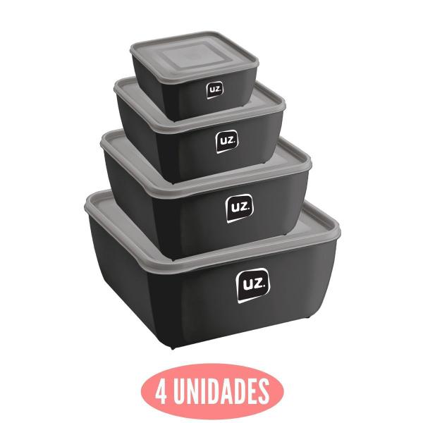 Conjunto 4 Potes Plasticos Preto 500 ml 1,5 L,2,5 L 5 Litros - UZ Imagem de Conjunto 4 Potes Plasticos Preto 500 ml 1,5 L,2,5 L 5 Litros