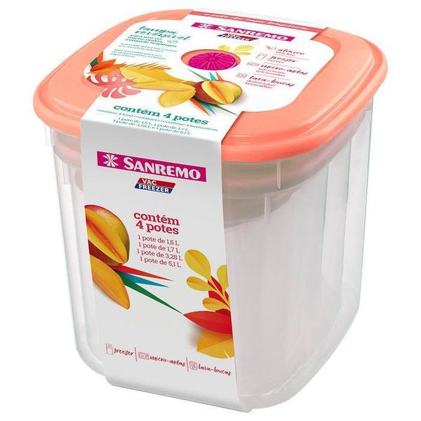 Conjunto 4 Potes Porta Alimentos Mantimentos Geladeira Cozinha Armário - SR485 Sanremo Imagem de Conjunto 4 Potes Porta Alimentos Mantimentos Geladeira Cozinha Armário - SR485 Sanremo