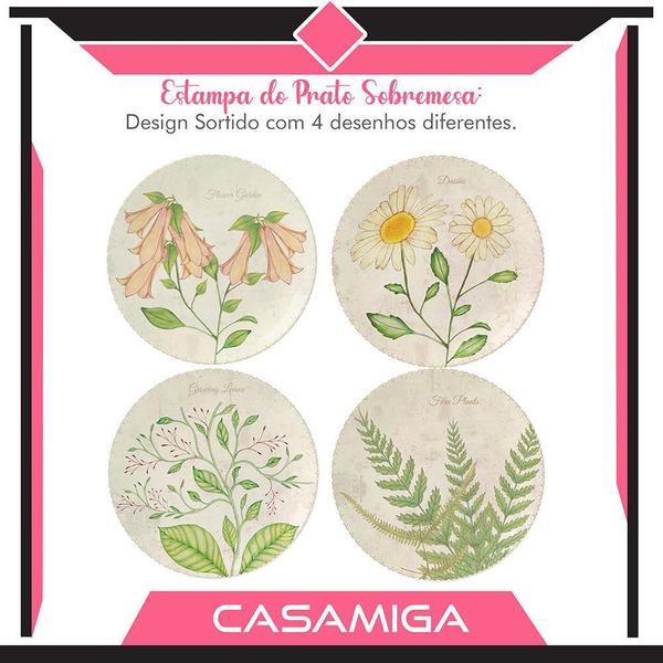 Imagem de Conjunto 4 Pratos Sobremesa Cerâmica 20,2Cm Lovely Garden