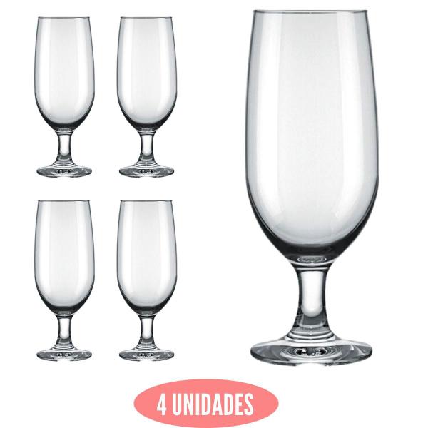 Imagem de Conjunto 4 Taças de Vidro Floripa 300ml  Luxo Chopp Agua