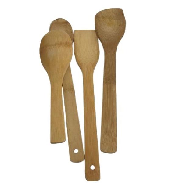 Imagem de Conjunto 4 Talheres de Bambu com Suporte  Cozinha moderna