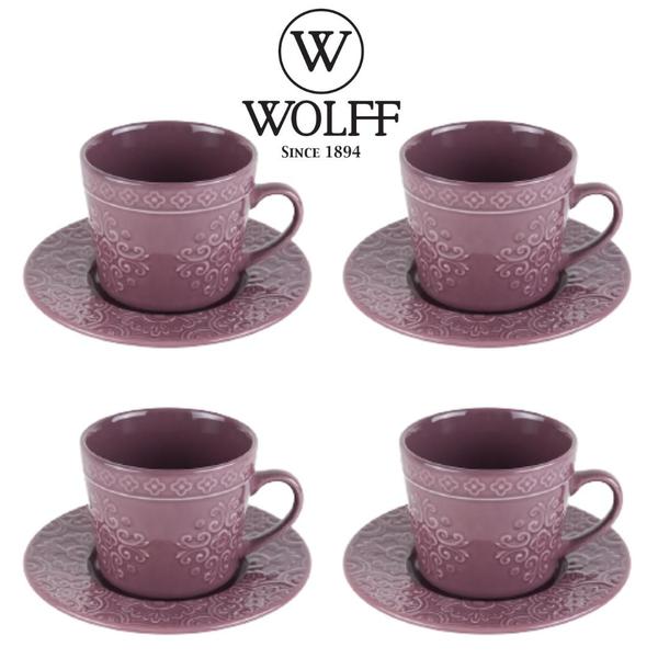 Imagem de Conjunto 4 Xícaras 80 Ml Porcelana Com Pires Café 17593 Wolff