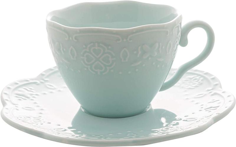 Imagem de Conjunto 4 xícaras café porcelana  borboletas azul 120 ml