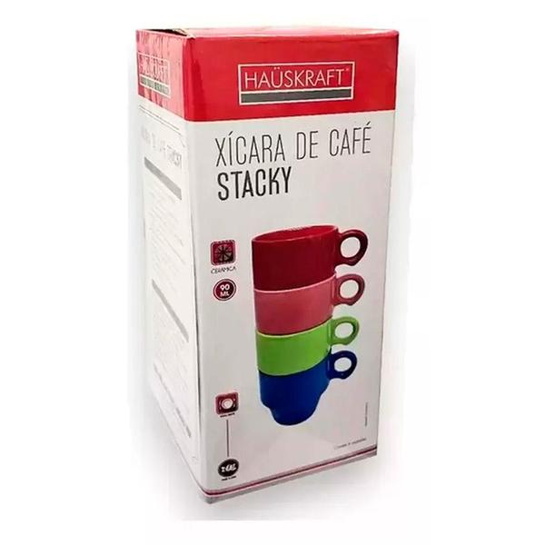 Imagem de Conjunto 4 Xicaras de Café Stacky Cerâmica 90ml JGXC067 - Hauskraft