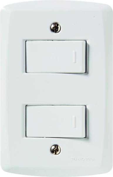 Imagem de Conjunto 4x2 com 1 Interruptor Simples 10 A 250 V e 1 Interruptor Paralelo 10 A 250 V Tramontina Lux