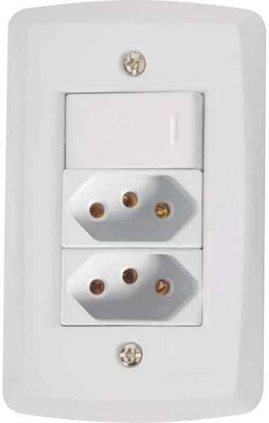 Imagem de Conjunto 4X2 Com 1 Interruptor  Tramontina Lux2 Branco