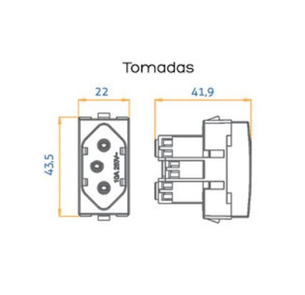 Imagem de Conjunto 4x2 Interruptor Simples + Tomada Vermelha 20A Preto Brilhante Margirius EBONY SLEEK