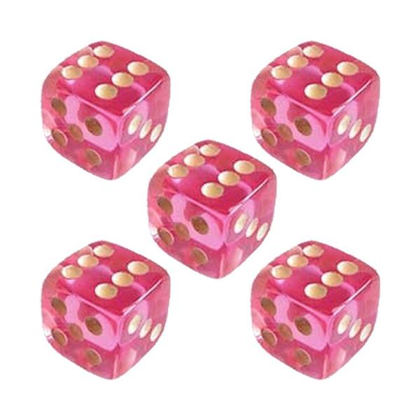 Imagem de Conjunto 5 dados translucidos D6 Rosa 16mm Ludens Spirit DD16RST