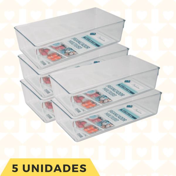 Imagem de Conjunto 5 Organizadores Geladeira Porta Alimentos Transparente