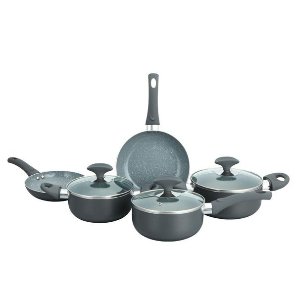Conjunto 5 Panelas Cerâmica Casa do Chef Tampa de Vidro Cinza Conjunto 5 Panelas Cerâmica Casa do Chef Tampa de Vidro Cinza