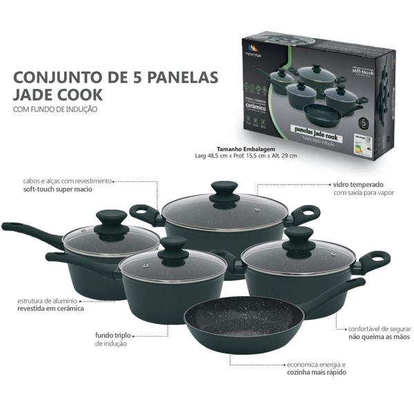 Imagem de Conjunto 5 Panelas Jade Cook Indução Cerâmica - Mimo Style