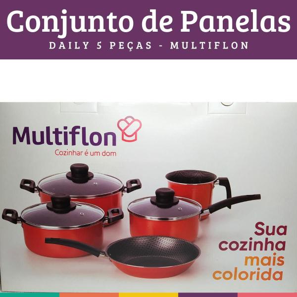 Imagem de Conjunto 5 Pçs Daily Laranja Panelas Antiaderente Multiflon