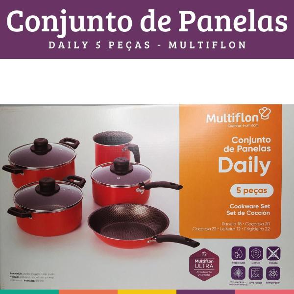 Imagem de Conjunto 5 Pçs Daily Laranja Panelas Antiaderente Multiflon