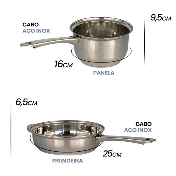 Imagem de Conjunto 5 Peças Panelas de Inox Com Tampa Vidro Design Moderno e Alta Durabilidade Sua Rotina Culinária Com Mais Estilo