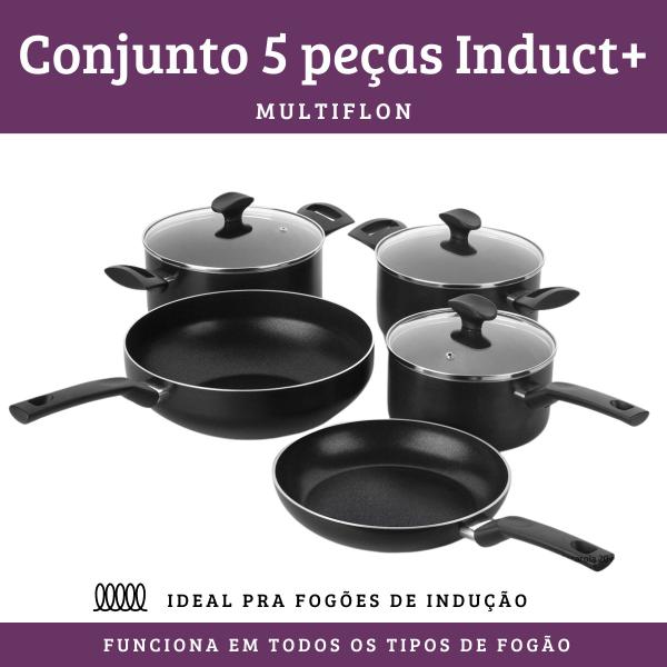 Imagem de Conjunto 5 Peças Panelas Induct para Fogão Indução Multiflon