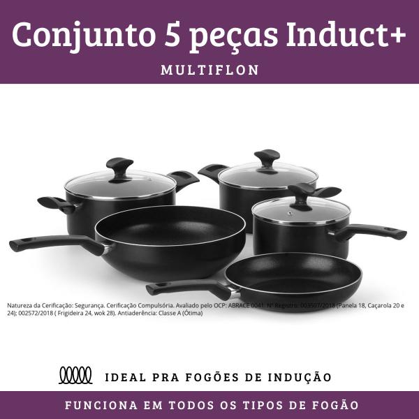 Imagem de Conjunto 5 Peças para Fogão Indução Panelas Induct Multiflon