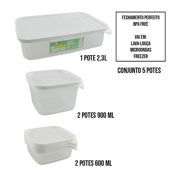 Imagem de Conjunto 5 Potes na Rede Organizadores Mantimentos Alimentos