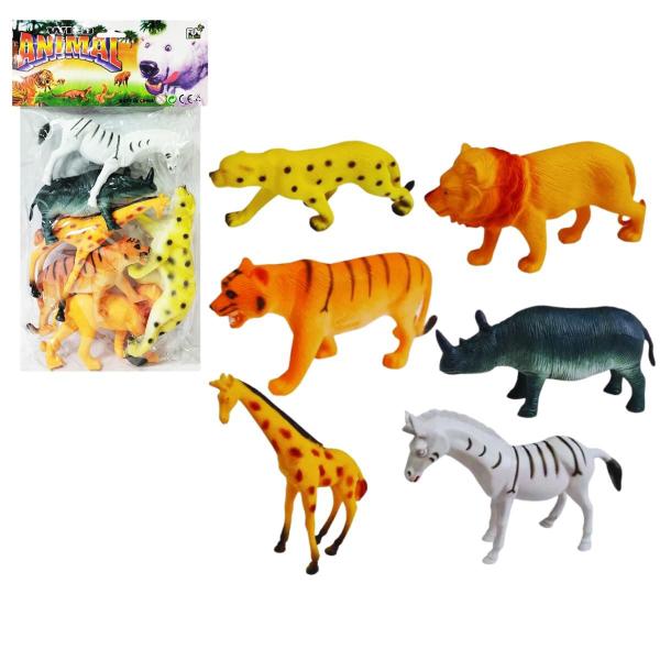 Conjunto 6 Animais Floresta Safafi Floresta Brinquedo Emborrachado Maquete Praia Banho Piscina - Toy King Imagem de Conjunto 6 Animais Floresta Safafi Floresta Brinquedo Emborrachado Maquete Praia Banho Piscina