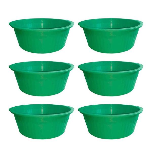 Imagem de Conjunto 6 Bacia Plástica Açougue Buffet 32 Litros Verde