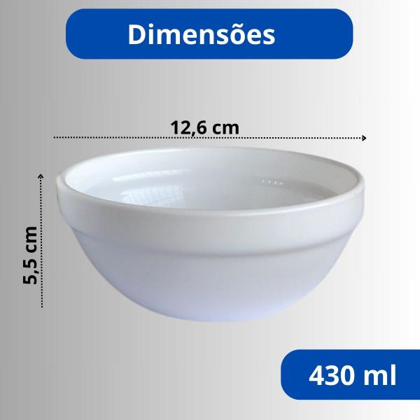 Imagem de Conjunto 6 bowls Tigelas Vidro 430ml Redondo Clássico Cumbuca