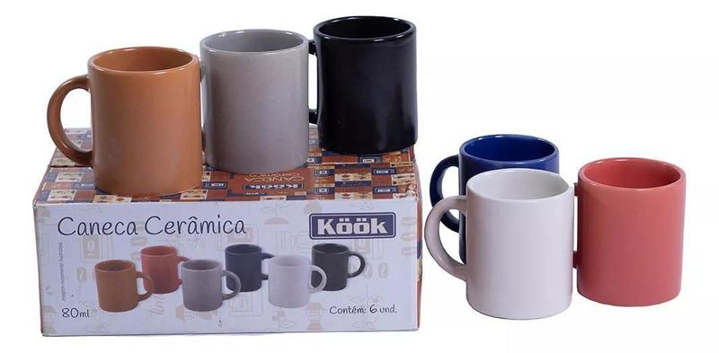 Imagem de Conjunto 6 Canecas Lisas Café 80Ml Kook