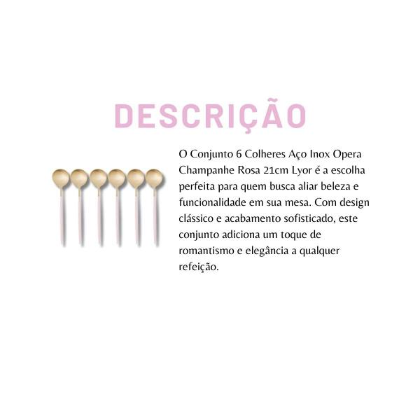 Imagem de Conjunto 6 colheres aço inox opera champanhe rosa 21cm lyor