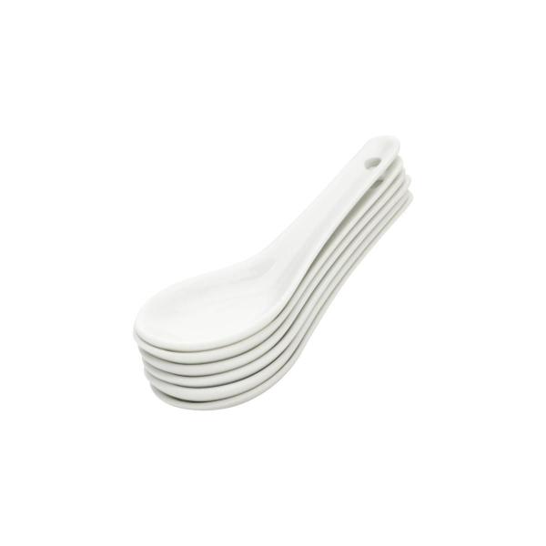 Imagem de Conjunto 6 Colheres Porcelana Finger Food Branco 12X13X4,5Cm