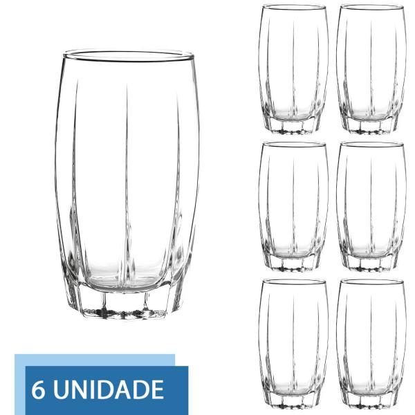 Imagem de Conjunto 6 Copos Vidro Transparente 374ML Amadeus Long Drink