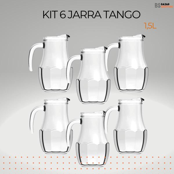 Imagem de Conjunto 6 Jarra de Suco de Vidro Tango 1,5L Agua Nadir