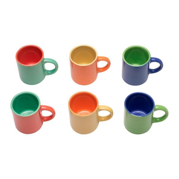 Imagem de Conjunto 6 Mini Xícaras 80ml Bicolor para Café - Mimo Style